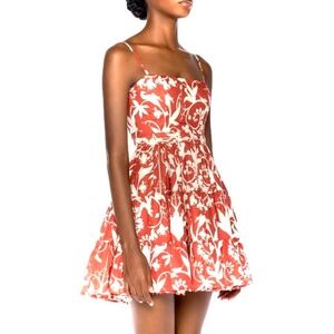 Agua by Agua Bendita Alma Lima Red & Cream Embroidered Linen Mini Dress …